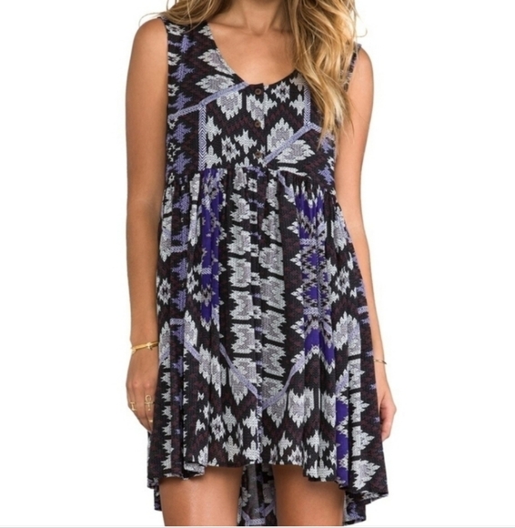 Free People Black Purple take me to thailand Geometric Aztec Print dress - Picture 14 of 15